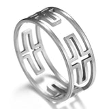 Cross protector ring 54 mm / Silver nz
