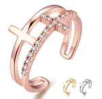 Cross ring with cubic zirconia nz