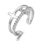 Cross ring with cubic zirconia Silver nz