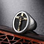 Crucifix signet ring 6 (51.4 mm) / Silver and gold nz
