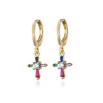 Crystal cross earrings Multicoloured crystal nz