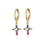 Crystal cross earrings Multicoloured crystal nz
