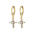 Crystal cross earrings White crystal nz