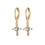 Crystal cross earrings White crystal nz