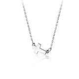 Curved cross necklace Silver nz