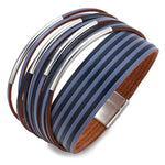 Dark blue leather bracelet One size fits all nz