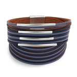 Dark blue leather bracelet One size fits all nz