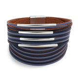 Dark blue leather bracelet One size fits all nz