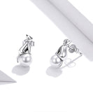 Delicate Silver cat earrings nz