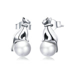 Delicate Silver cat earrings nz