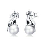 Delicate Silver cat earrings nz