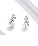 Delicate Silver cat earrings nz