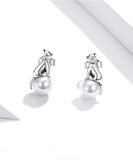 Delicate Silver cat earrings nz