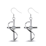 Diamond cross earrings Silver nz