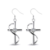 Diamond cross earrings Silver nz
