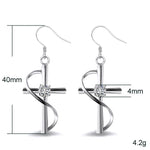 Diamond cross earrings Silver nz