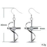 Diamond cross earrings Silver nz