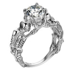 Diamond skull ring 49 mm / White nz