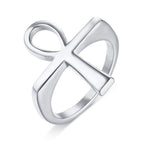 Egyptian cross ring 54 mm / Silver nz