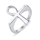 Egyptian cross ring 54 mm / Silver nz