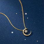 Elegant moon and star necklace Gold nz