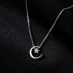 Elegant moon and star necklace Silver nz