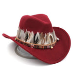 Ethnic felt hat Dark red nz