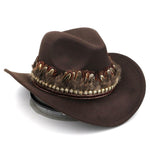 Felt hat with feathers Brown nz