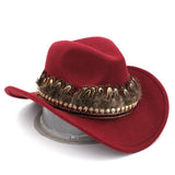 Felt hat with feathers Red nz