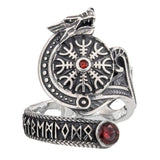 Fenrir Silver Ring Red Stone nz