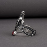 Fenrir Silver Ring Red Stone nz