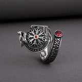 Fenrir Silver Ring Red Stone nz