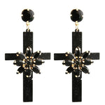 Floral cross earrings Black nz