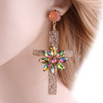 Floral cross earrings Champagne nz