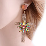 Floral cross earrings Champagne nz