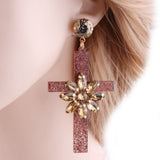 Floral cross earrings Coffee nz