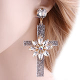 Floral cross earrings Grey nz