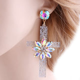 Floral cross earrings White nz