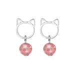 Fluffy cat earrings Pink nz