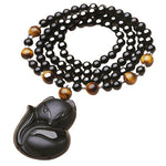 Fox Head Obsidian Necklace nz