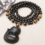 Fox Head Obsidian Necklace nz