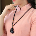 Fox Head Obsidian Necklace nz