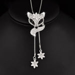 Fox necklace with diamonds white gold plated nz
