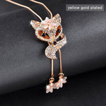 Fox necklace with diamonds yellow gold plated nz