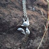 Fox spinner necklace Antique silver nz