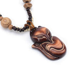 Fox wooden necklace nz