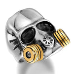 Gas mask signet ring 7 (54.4 mm) / Silver and gold nz