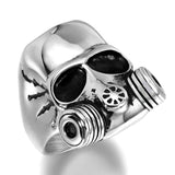 Gas mask signet ring 7 (54.4 mm) / Silver nz