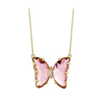 Glass butterfly necklace Pink nz