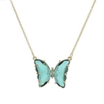 Glass butterfly necklace Turquoise nz